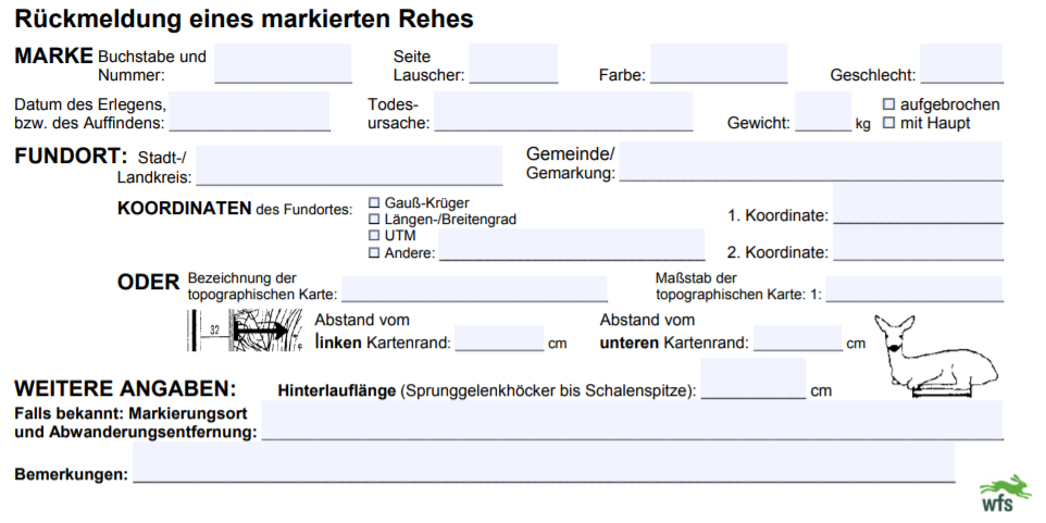 Rehwildmarkierung,Wildforschungsstelle,Andreas Elliger