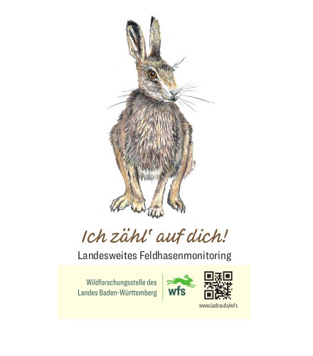 Feldhasenzählung, Aufkleber, Kampagne, ich zähl auf dich