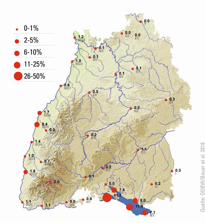 Winterverbreitung,Reiherente,Gemeinden