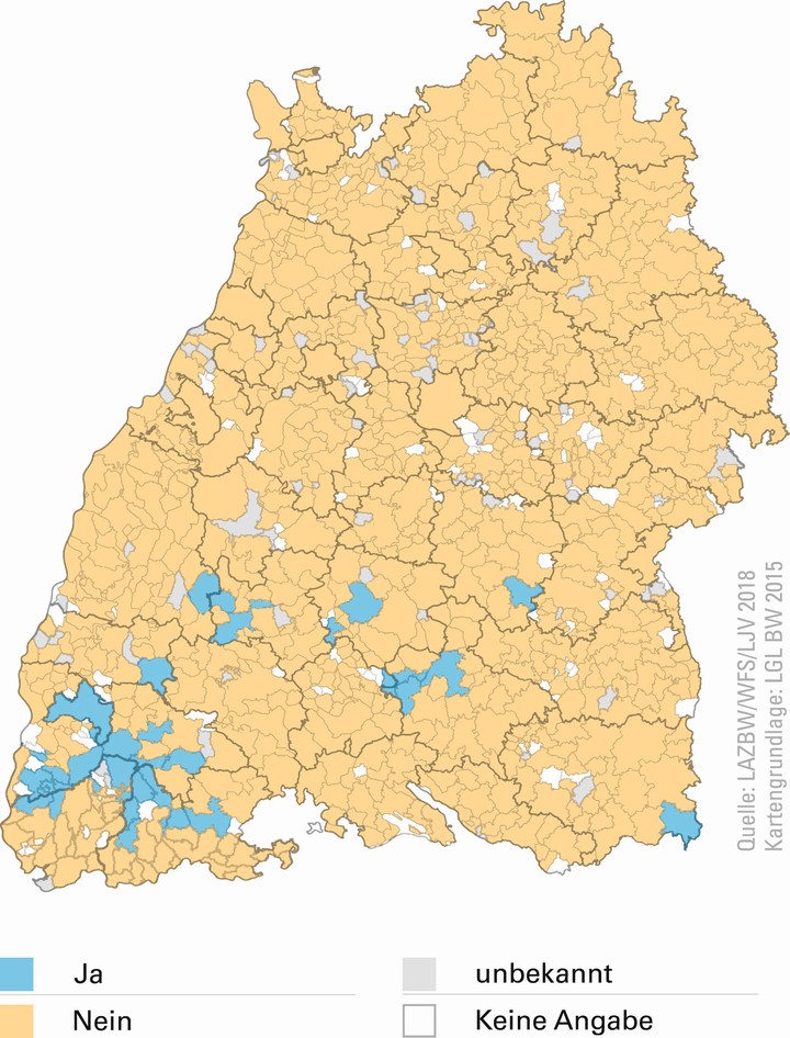 Wildtierbericht,2018, Vorkommen der Gämse/ Standwild in Baden-Württemberg