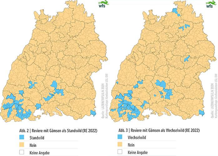 Wildtierbericht,2024, Vorkommen der Gämse in Baden-Württemberg