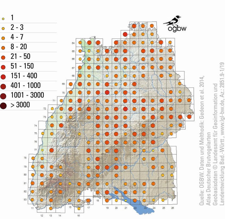 Hohltaube,Brutvorkommen,Baden-Württemberg